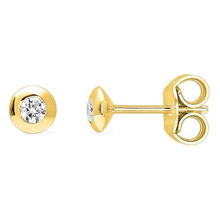 Brincos de pressão em ouro amarelo 18K com diamante 0,12 ct em cravação fechada