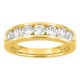 Media alianza de oro amarillo 18K con 7 diamantes creados 1,50 ct en engaste carril