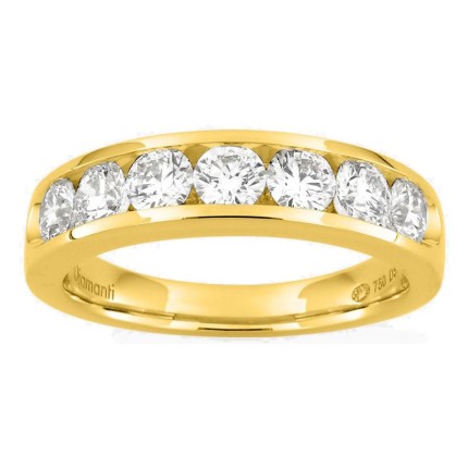 Media alianza de oro amarillo 18K con 7 diamantes creados 1,50 ct en engaste carril