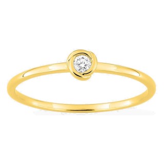 Anel solitário em ouro amarelo 9K com diamante criado 0,05 ct em cravação fantasia