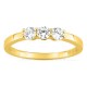 Anel trilogia em ouro amarelo 18K com três diamantes criados 0,45 ct
