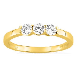 Anillo trilogía de oro amarillo 18K con tres diamantes creados 0,45 ct