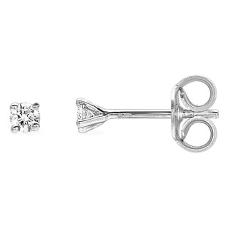 Brincos de pressão em ouro branco 18K com diamante 0,06 ct