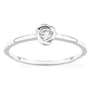 Anel solitário em ouro branco 9K com diamante criado 0,10 ct em cravação fantasia