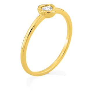Anillo solitario de oro amarillo 9K con diamante creado 0,10 ct en engaste fantasía