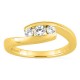 Anillo trilogía de oro amarillo 18K con tres diamantes creados 0,30 ct