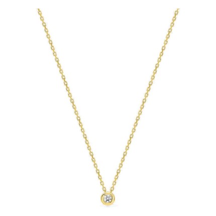 Collar de oro amarillo 18K con diamante 0,04 ct en engaste cerrado