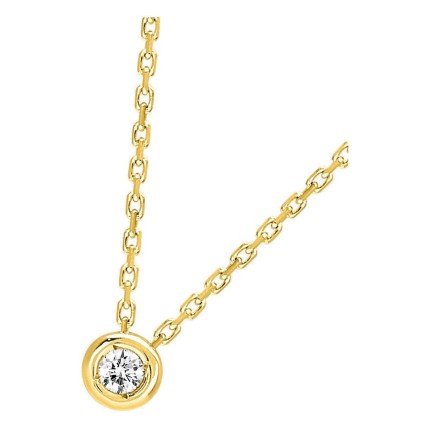 Collar de oro amarillo 18K con diamante 0,04 ct en engaste cerrado