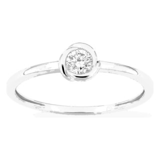 Anel solitário em ouro branco 9K com diamante criado 0,15 ct em cravação fantasia