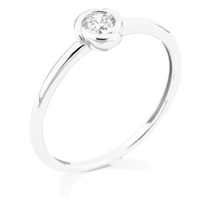 Anel solitário em ouro branco 9K com diamante criado 0,15 ct em cravação fantasia