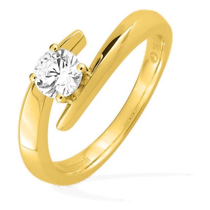 Anillo solitario de oro blanco 18K con diamante creado 0,50 ct en engaste ilusión