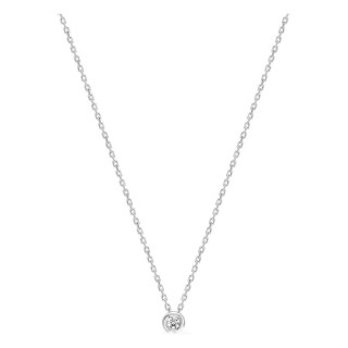 Colar em ouro branco 18K com diamante 0,04 ct em cravação fechada