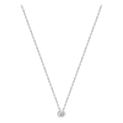 Collar de oro blanco 18K con diamante 0,04 ct en engaste cerrado