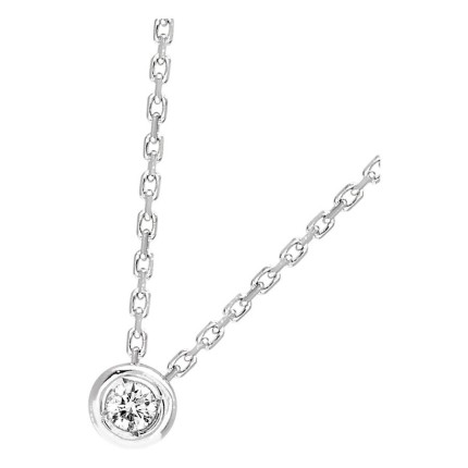Colar em ouro branco 18K com diamante 0,04 ct em cravação fechada
