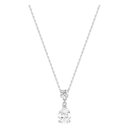 Colar em ouro branco 18K com zircónias lapidação pera e redonda