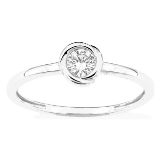 Anel solitário em ouro branco 9K com diamante criado 0,20 ct em cravação fantasia
