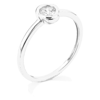 Anel solitário em ouro branco 9K com diamante criado 0,20 ct em cravação fantasia