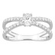 Anillo solitario acompañado de oro blanco 18K con diamantes creados 0,58 ct y dos hileras