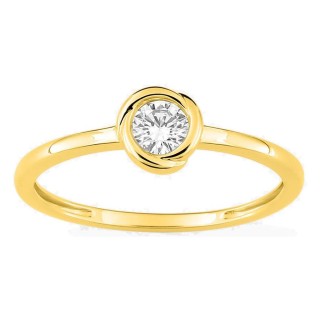 Anel solitário em ouro amarelo 9K com diamante criado 0,20 ct em cravação fantasia