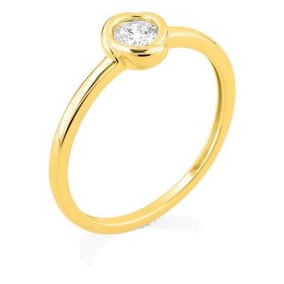 Anillo solitario de oro amarillo 9K con diamante creado 0,20 ct en engaste fantasía