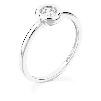 Anillo solitario de oro blanco 9K con diamante creado 0,25 ct en engaste fantasía