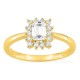 Anel em ouro amarelo 18K com diamantes criados 0,68 ct e centro lapidação esmeralda 0,50 ct
