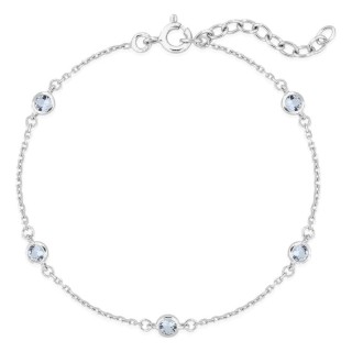 Pulsera de plata de ley 925 rodiada con circonitas azul cielo en engaste cerrado