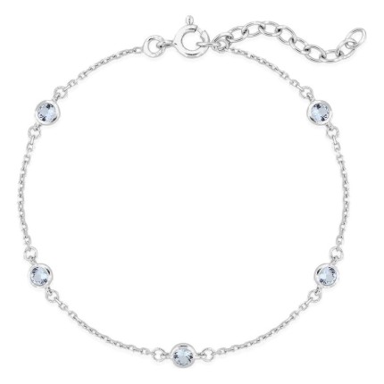 Pulseira em prata de lei 925 ródiada com zircónias azul-céu em cravação fechada