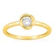 Anillo solitario de oro amarillo 9K con diamante creado 0,25 ct en engaste fantasía