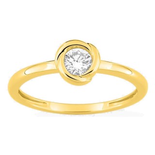 Anel solitário em ouro amarelo 9K com diamante criado 0,25 ct em cravação fantasia