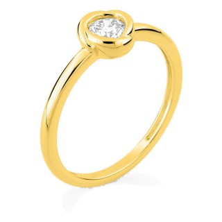 Anillo solitario de oro amarillo 9K con diamante creado 0,25 ct en engaste fantasía