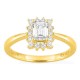 Anillo de oro amarillo 18K con diamantes creados 0,91 ct y centro talla esmeralda 0,70 ct