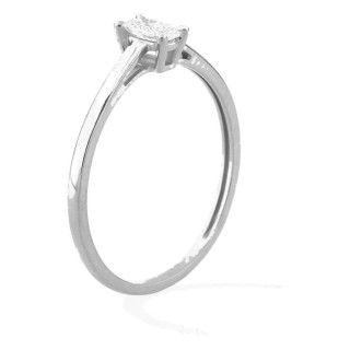 Anel solitário em ouro branco 9K com diamante criado oval 0,20 ct