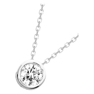 Collar solitario de plata de ley 925 rodiada con circonita de 6 mm en engaste cerrado