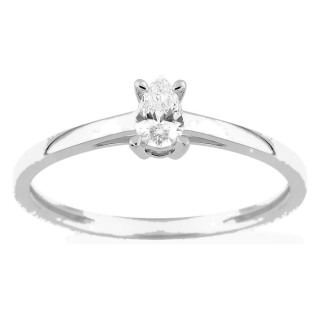 Anel solitário em ouro branco 9K com diamante criado de lapidação pera 0,19 ct