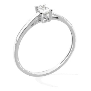 Anel solitário em ouro branco 9K com diamante criado de lapidação pera 0,19 ct