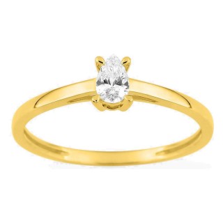 Anillo solitario de oro amarillo 9K con diamante creado de talla pera 0,19 ct