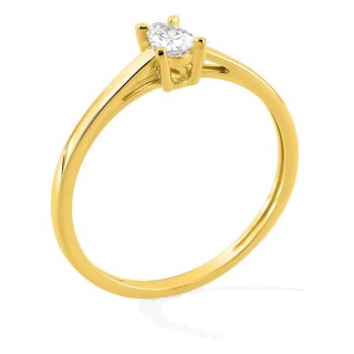 Anillo solitario de oro amarillo 9K con diamante creado de talla pera 0,19 ct