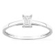Anel solitário em ouro branco 9K com diamante criado de lapidação esmeralda 0,25 ct
