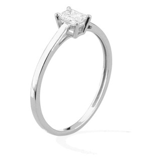 Anel solitário em ouro branco 9K com diamante criado de lapidação esmeralda 0,25 ct