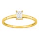 Anel solitário em ouro amarelo 9K com diamante criado de lapidação esmeralda 0,25 ct