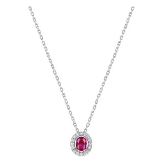 Collar de plata de ley 925 rodiada con circonita roja