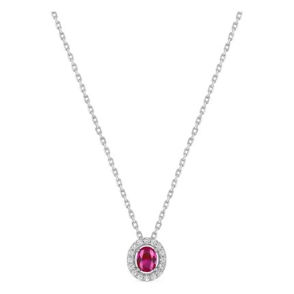 Collar de plata de ley 925 rodiada con circonita roja