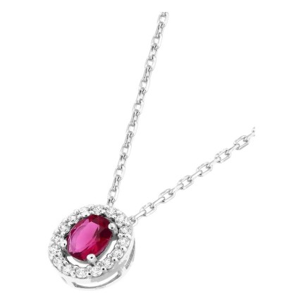 Collar de plata de ley 925 rodiada con circonita roja