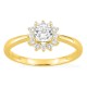 Anillo de oro amarillo 18K con diamantes creados 0,67 ct y centro talla cojín 0,50 ct