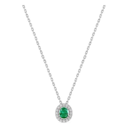 Collar de plata de ley 925 rodiada con circonita verde