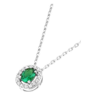 Colar em prata de lei 925 ródiada com zircónia verde
