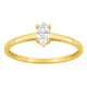 Anel solitário em ouro amarelo 9K com diamante criado de lapidação marquise 0,22 ct