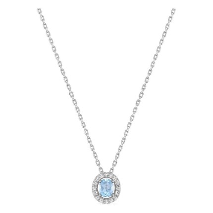 Colar em prata de lei 925 ródiada com zircónia azul