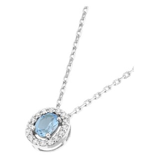 Colar em prata de lei 925 ródiada com zircónia azul